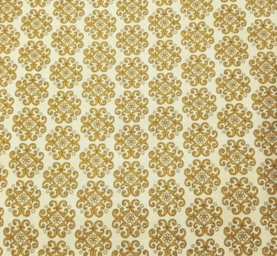 1 yd In Bloom Dan Morris Quilting Treasures Brown Filigree Medallions on Beige - Image 1 of 3