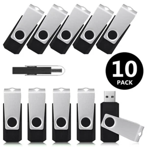 10 Pack 128MB Flash Drive Bulk USB2.0 Memory Stick Pen Thumb Drive Swivel U Disk - Picture 1 of 12