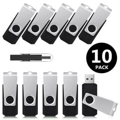 KOOTION 10 Pack 128MB Flash Drive Bulk USB2.0 Memory Stick Pen Thumb Drive Swivel U Disk
