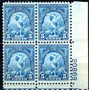 SC# 719 - 1932 - 5¢ Summer Olympics - Discus Thrower- Mint NH Plate Block of 4 - Picture 1 of 2