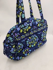 NEU Vera Bradley gesteppte Blumen Schulter Weekender Tasche Indigo/Blau/Grün - Bild 1 von 10