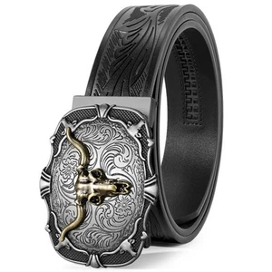 SANSTHS Ceinture de Cowboy à Cliquet, Ceintures à Cliquet Western pour Homme Cliquet Western Be... - Photo 1/7