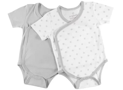 2x Wickel Body Gr.44 NEU Jacky Baby 100%Baumwolle Bio set grau Sterne frühchen
