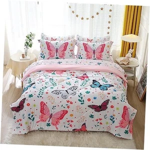 Comforter Set Size for Girls Kids Teens 7 Piece Bed in A Bag Twin Butterfly - Picture 1 of 8