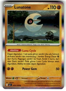 Pokemon Indonesian Mega Evolution Card 074/126 Lunatone Holo - Picture 1 of 4