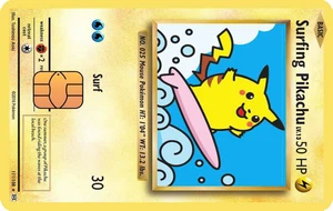 Surfing Pikachu 111_108 Holographic Vinyl Credit Card Sticker - Picture 1 of 3