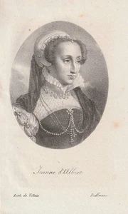 c1820 Jeanne dAlbret Königin von Navarra France Frankreich Lithographie-Porträt - Imagen 1 de 1