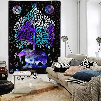  Wall Tapestry Elephant Wall Art Hanging Backdrop Tapestry Decorative Beach - Image 1 of 4