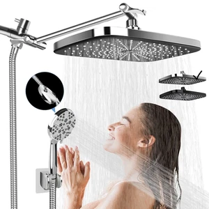 Soffione doccia a pioggia 12", pioggia ad alta pressione e 7 spruzzi doccia portatile Hea - Foto 1 di 12