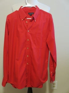Lands End Mens Red Button-Down Shirt M/T 15-15.5 Cotton Long-Sleeve Classic Fit - Picture 1 of 6