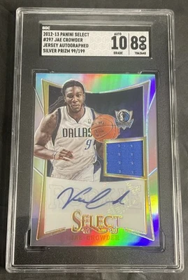 2012-13 Select Jae Crowder Jersey Auto Silver Prizm SN:099/199 SGC 8 AUTO 10 - Image 1 of 2