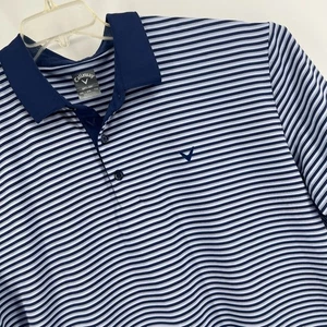 Polo Callaway uomo XXL blu a righe Opti-Dri Golf Performance - Foto 1 di 9