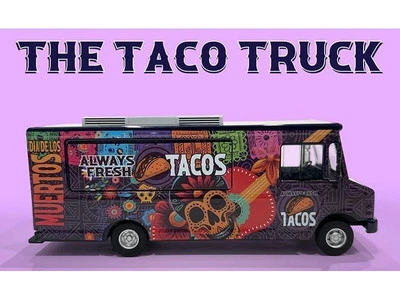 USA - STEP VAN Food Truck - The Taco  - purple - American Diorama 1:64 - Photo 1/4
