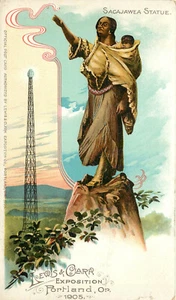 1905 Postal; Exposición de Lewis & Clark Estatua de Sacagawea Portland Oro - Imagen 1 de 2