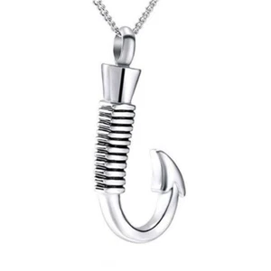 Fishhook Urn Necklace for Ashes - Cremation Jewelry Keepsake Memorial Penda-wq - Picture 1 of 6