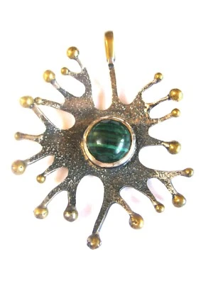 Ciondolo IN Argento 925 Con Malachite, 11,61 G - Immagine 1 di 3