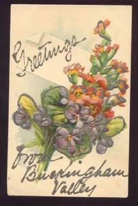 1907 GREETINGS from BUCKINGHAM VALLEY PA Pennsylvania Vintage Postcard - Bild 1 von 1