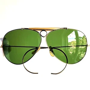 occhiali da sole RAY BAN SHOOTER 10K GO oro SUNGLASSES gold b&l vintage 64 cable - Foto 1 di 9