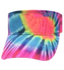 Rainbow Tye Tie Dye Burst Hippy 70s Groovy Visor Cap 70s Strap Back Adjustable