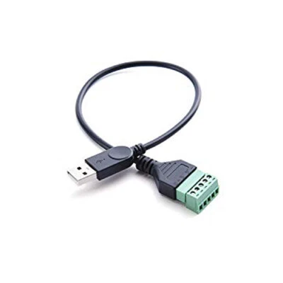 USB 2.0 Type A Male Female to 5 Pin Screw Terminal Plug Adapter Connector Cable - Image 1 of 3