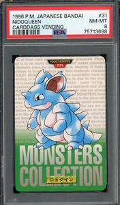 Pokemon japanische Nidoqueen Bandai Carddass Verkauf 1996 grün Nr. 031 PSA 8 - Bild 1 von 2