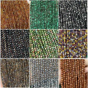 Natürliche facettierte Perlen für Schmuckherstellung Halskette Armband Perle 2 mm 3 mm 4 mm 15 Zoll - Bild 1 von 24