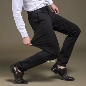 Men Fashion Business Long Pants Suit Pants Male Elastic Straight Formal Trousers - Picture 1 of 27