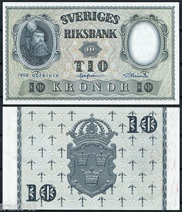 SUECIA SWEDEN SUÈDE 10 kronor 1958 Pick 43f   SC /  UNC - Foto 1 di 1