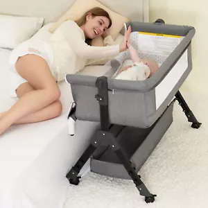 3in1 Baby Bassinet Bedside Sleeper Portable Baby Crib Bassinets with Swing Mode - Picture 1 of 22
