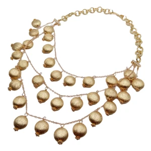 3 Rows Gold Plated Brushed Coin Bead Multi-circle Statement Festoon Necklace - Picture 1 of 6