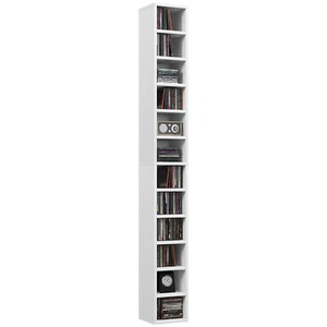 Gabinete de almacenamiento multimedia de 12 niveles 204 estante de CD multimedia DVD organizador torre blanco - Imagen 1 de 9