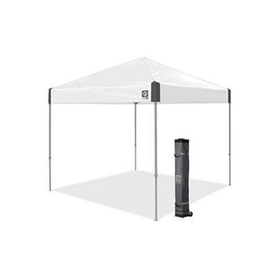 Pop Up Canopy Tent, 10' x 10', Roller Bag and 4 Piece Spike Set, Slate White - Image 1 of 4
