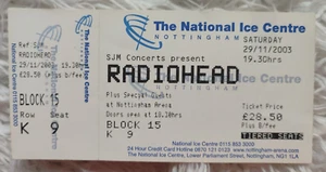 RADIOHEAD komplettes unbenutztes Ticket Stub Nottingham National Ice Centre 29. November 03 - Bild 1 von 2