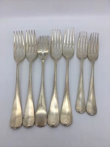 VINTAGE- 7 OLD ENGLISH PATTERN DINNER SALAD FORKS WARING & GILLOW SILVERPLATE A1 - Picture 1 of 11