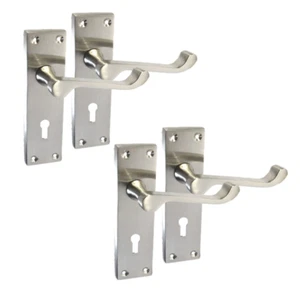 Maniglie per porta serratura a scorrimento vittoriana maniglia interna nichel satinato 150x42 mm x2 - Foto 1 di 14