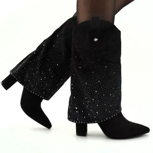 Damen Schuhe Stiefel Stiefeletten Boots schwarz Cowboy Biker Nieten Herbst Neu - Bild 1 von 6