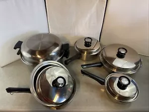VTG Amway Queen Cookware 3-Ply 18/8 Stainless 5 Pans & 5 Lids-USA - Good Cond. - Picture 1 of 22