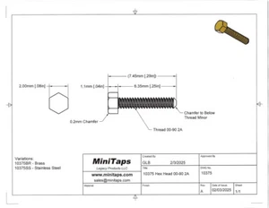 Tornillo de cabeza hexagonal de latón 00-90 x 1/4" 100 unidades #10375BR - Imagen 1 de 1