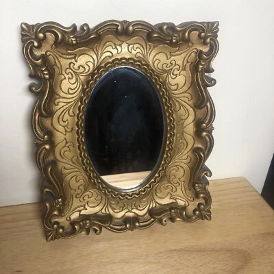 VTG Hollywood Regency Gold Mirror Molded Plastic Frame Wall Moody Wall Decor - Image 1 of 4