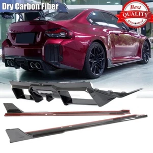For BMW G87 M2 Coupe 2022-2024 Dry Carbon Rear Bumper Diffuser Lip Side Skirts - Picture 1 of 12