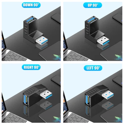 USB 3.0 Male to Female 90 Degree Up Down Right Left Angle Adapter Joiner OZ Sell - image 1 of 4