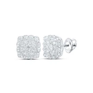 10K WHITE GOLD ROUND DIAMOND SQUARE NICOLE'S DREAM COLLECTION EARRINGS 5/8 CTTW - Picture 1 of 1