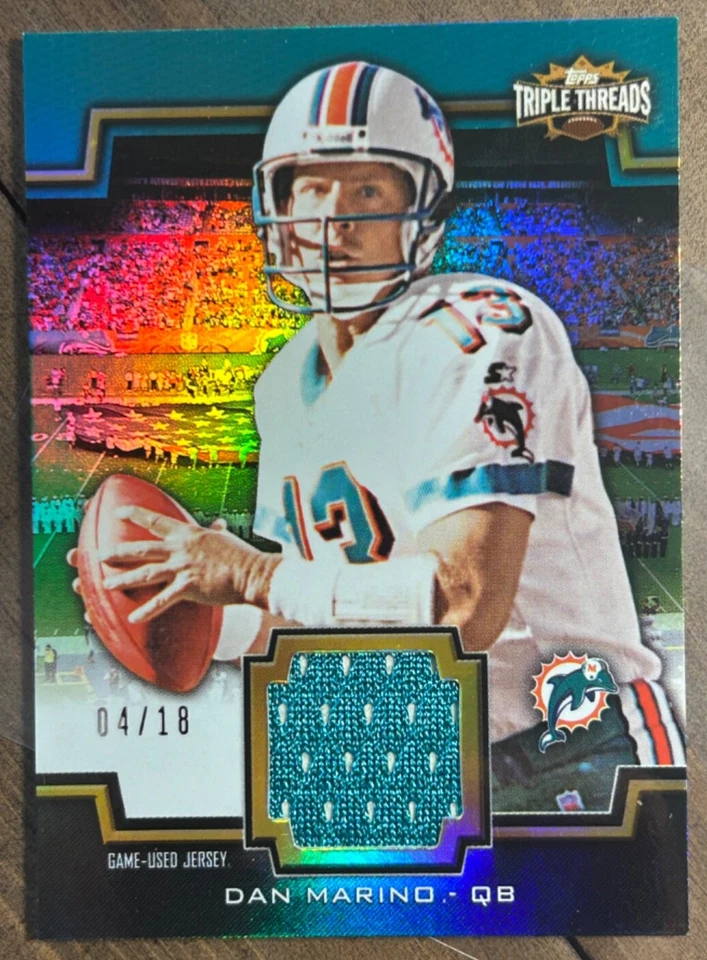 2011 Triple Threads Dan Marino Game Used Jersey Emerald /18 - Image 1 of 4