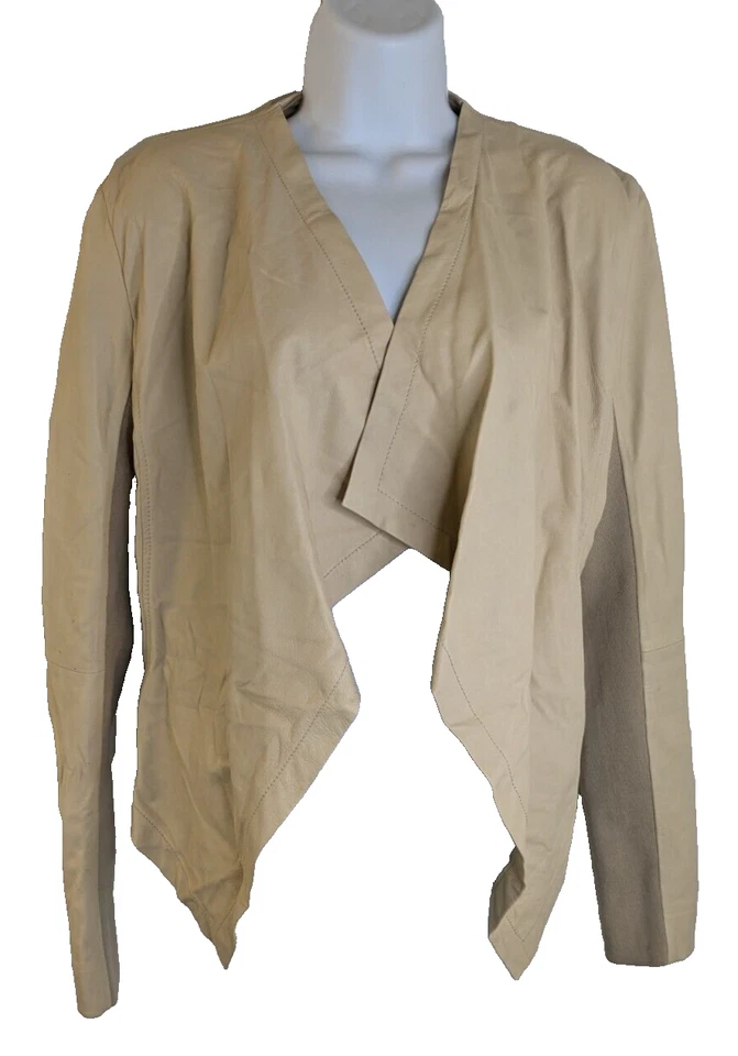 Halogen, Women's Leather Jacket, beige, Size S - Image 1 of 3