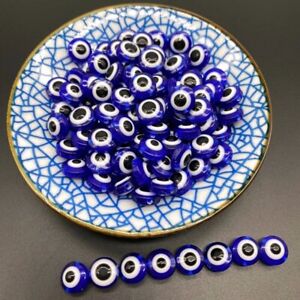 6mm 8mm 10mm 12mm Evil Eye Resin Round Beads Spacer Blue White Jewelry Making