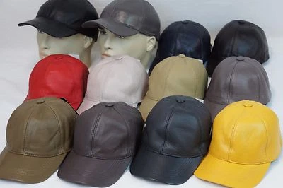 Nueva gorra de béisbol 100 % genuina de cuero de cordero real sombrero visera deportiva 12 COLORES Foto 1 de 2