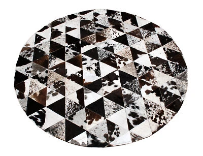 Tapete de retalhos redondo de couro de vaca feito à mão decoração para casa pele de vaca 33 - Imagem 1 de 4