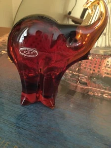 Arte Murano Icet Blown Glass Amber Elephant - Picture 1 of 5