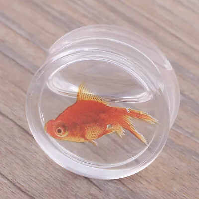 1 Pair Cute Liquid Goldfish Double Flared Saddle Ear Plug Flesh Tunnel Stretcher Foto 1 de 3