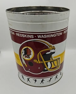 Vintage 80's 90's NFL Washington Redskins Tin Trash Can 13" Good Condition Clean - Picture 1 of 10